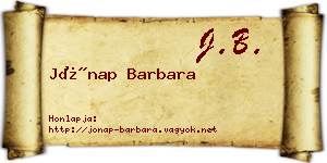 Jónap Barbara névjegykártya